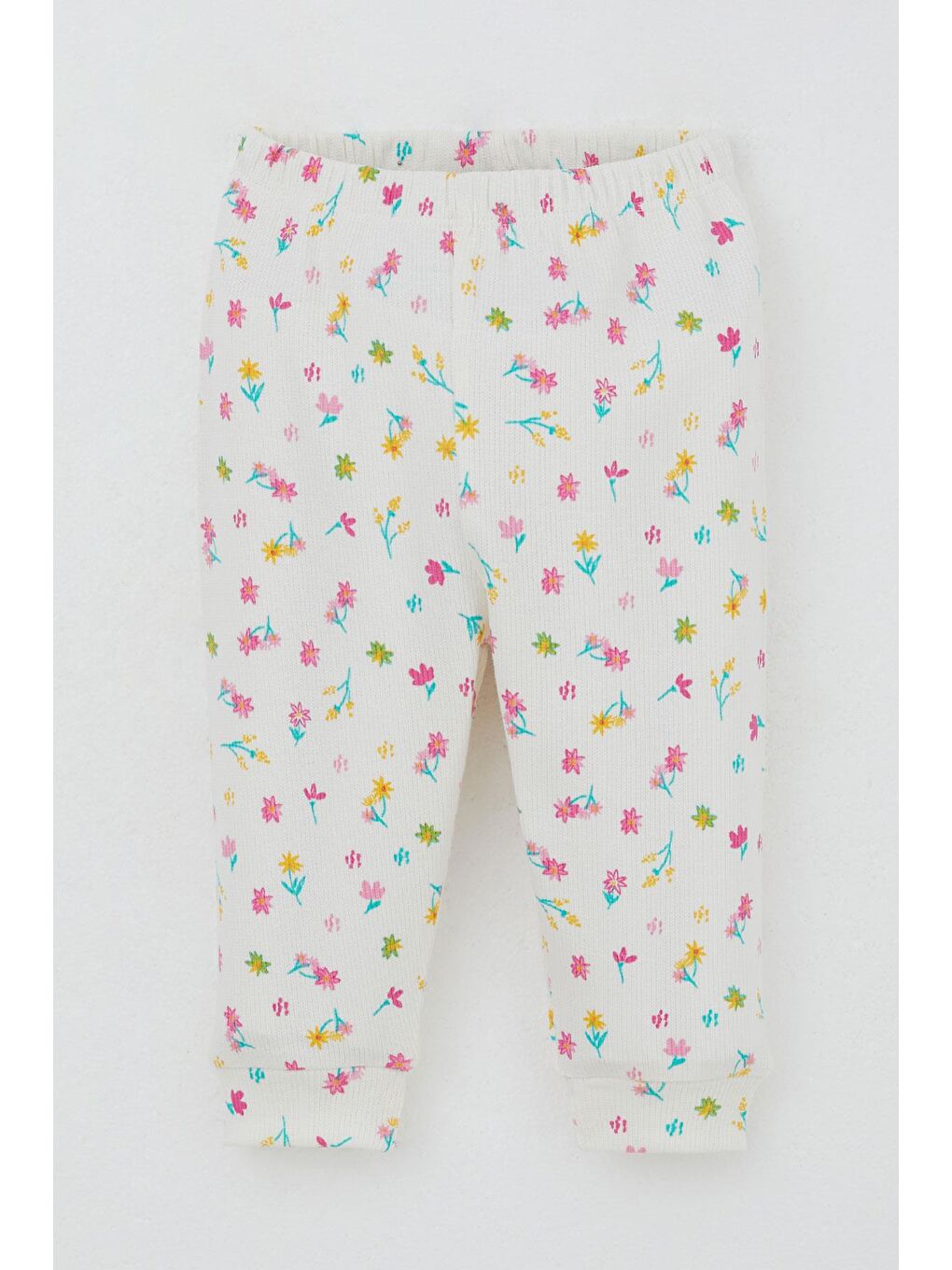 Kız Bebek Pijama Takımı Omuzdan Patlı Renkli Çiçek Desenli Ekru (4 Ay-1 Yaş)-4