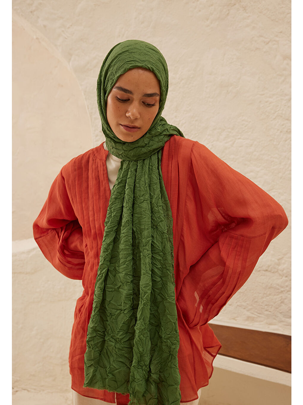 Vual Crash Şal Kaktüs Yeşili-1