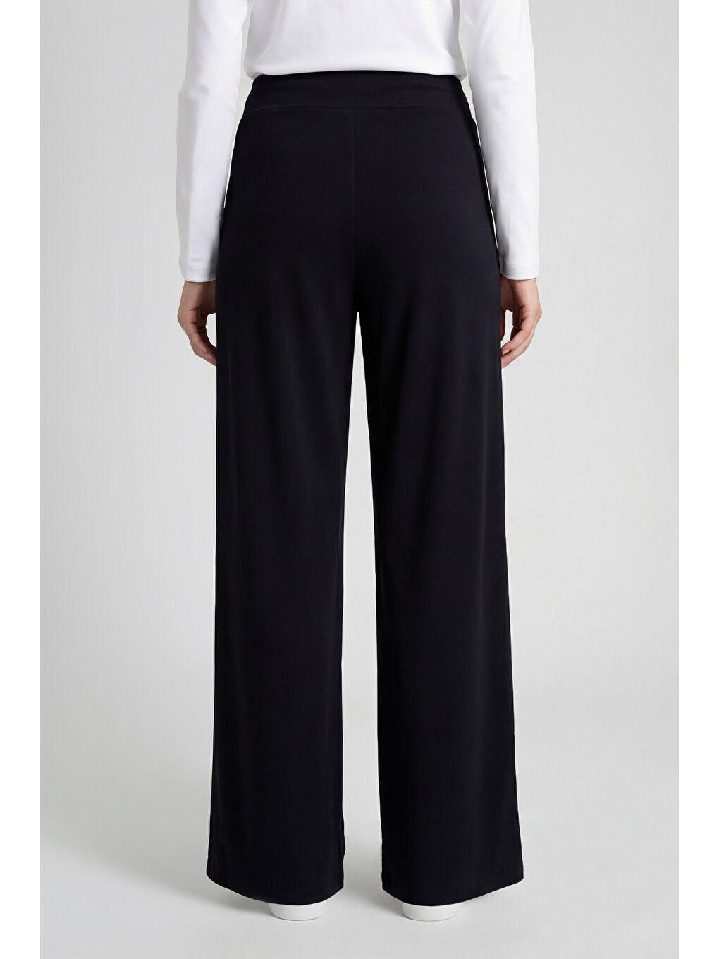 Siyah Comfort Fit Geniş Paça Korsajlı Palazzo Kadın Pantolon - 94681-4