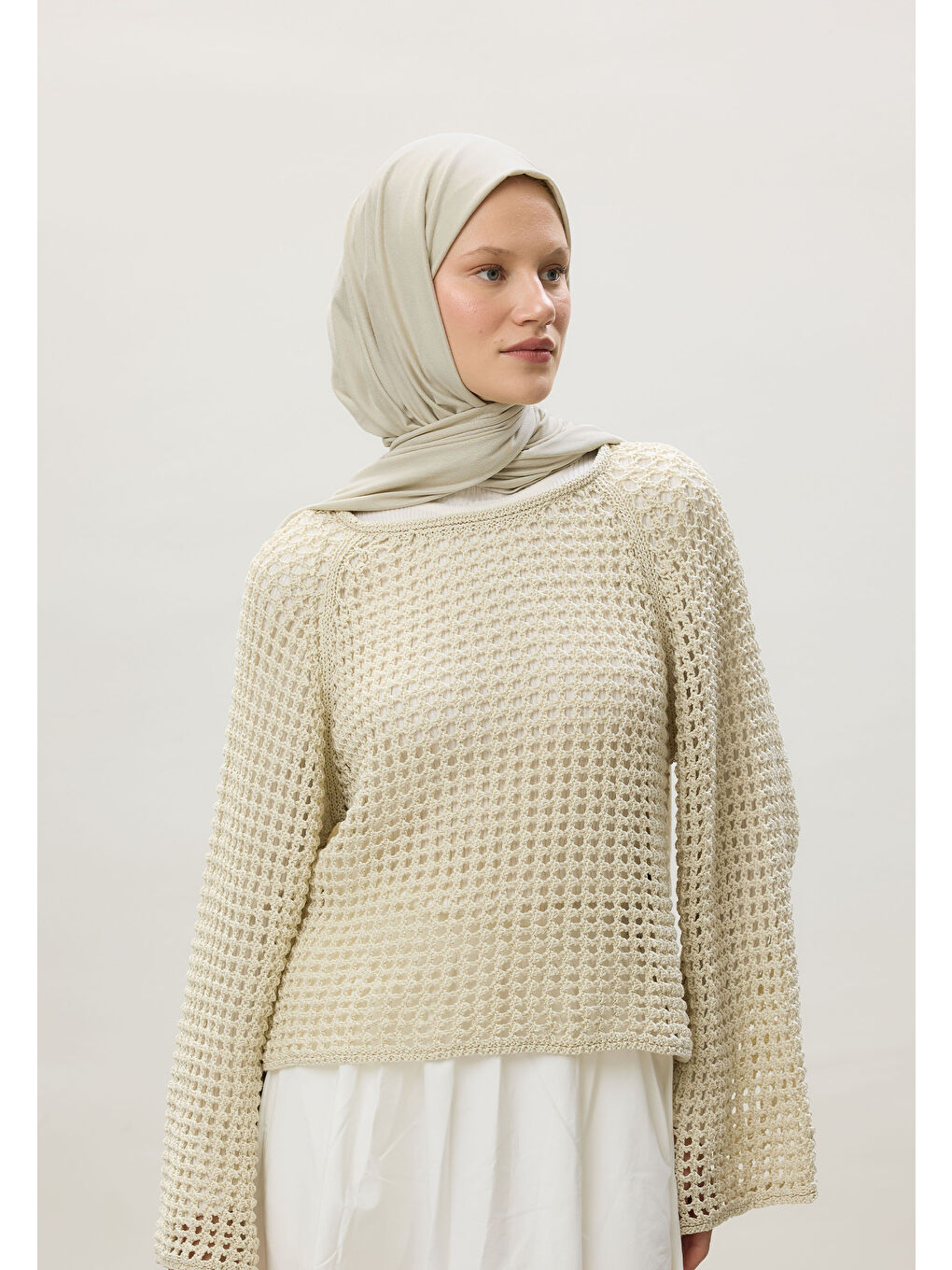 Bej Penye Şal Keten-2