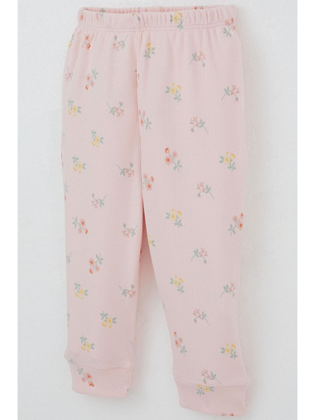 Kız Bebek Pijama Takımı Omuzdan Patlı Renkli Çiçek Desenli Pembe (4-9 Ay)-3