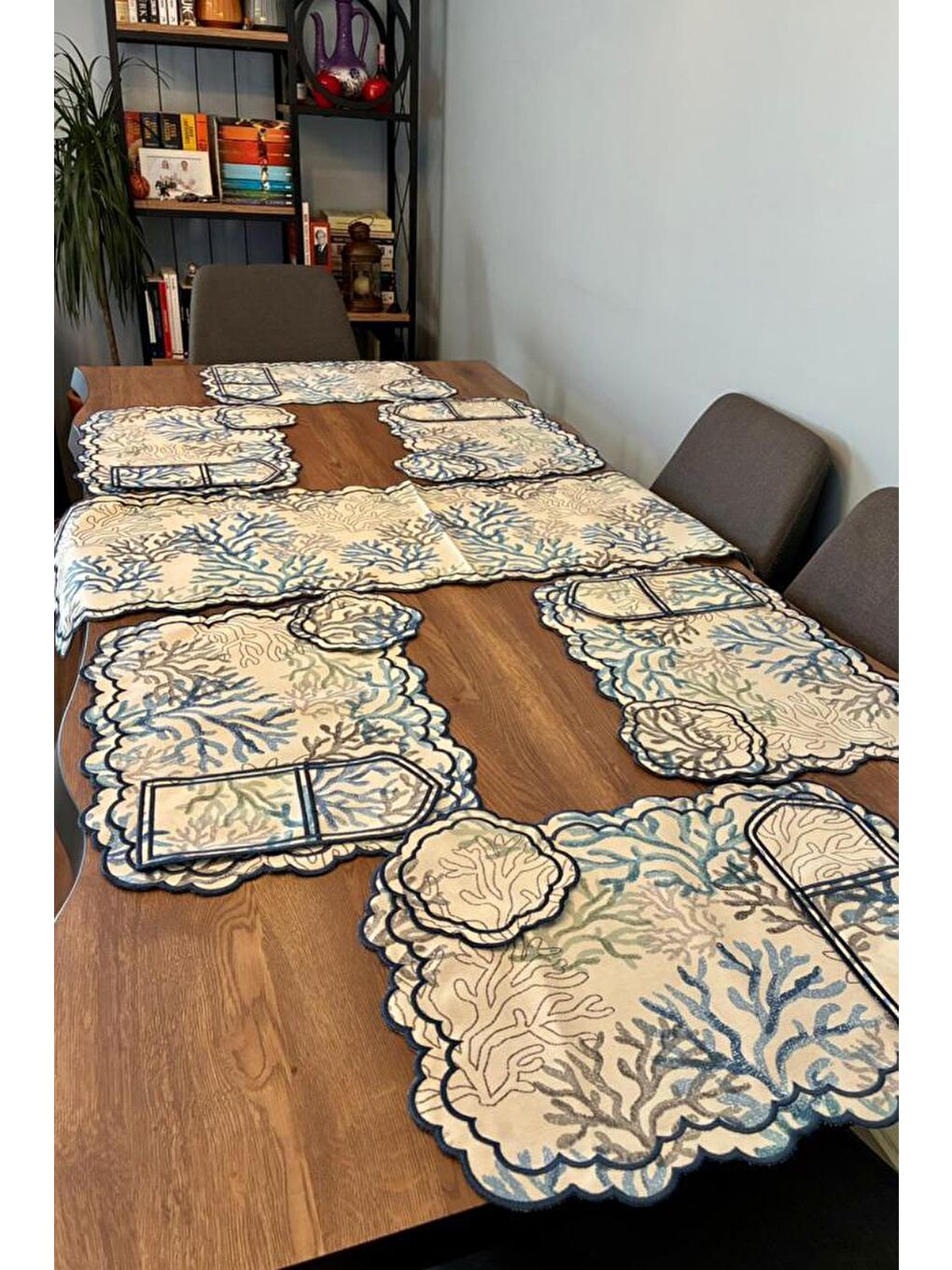 Dalım Keten Amerikan Servis Takımı 19 Parça Mavi-1