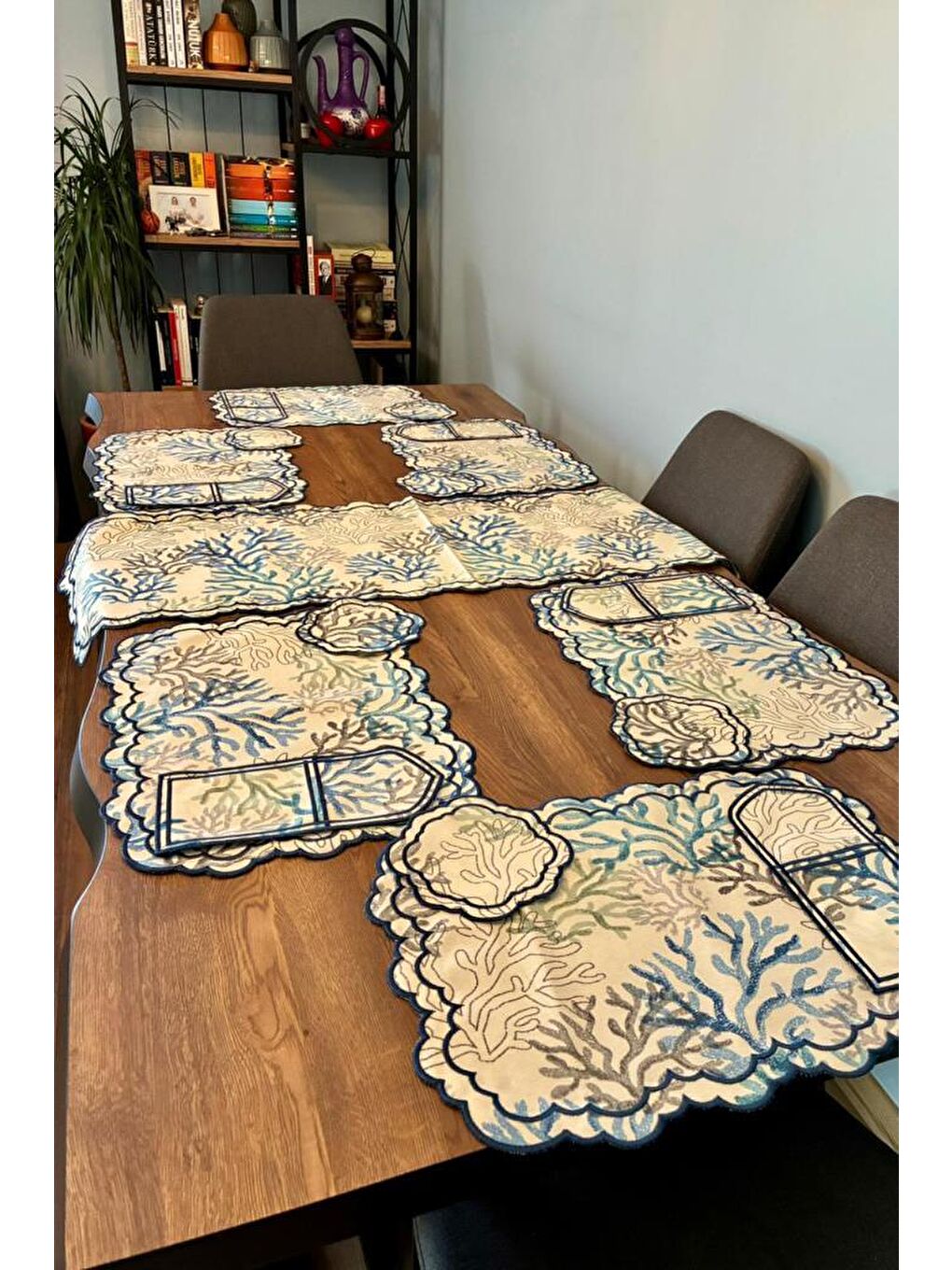 Dalım Keten Amerikan Servis Takımı 19 Parça Mavi-2