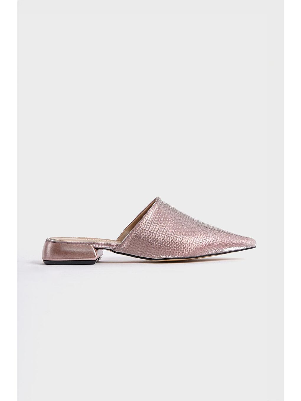 Pembe Sivri Burunlu Kısa Topuklu Kapalı Kadın Terlik-2