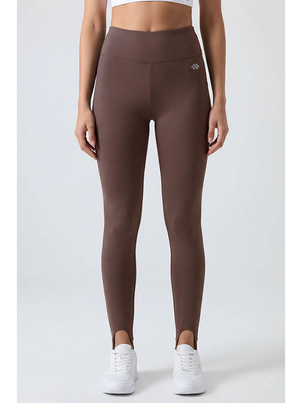 Kahverengi Standart Fit Esnek Spor Performans Kadın Topuklu Tayt - 94685-3