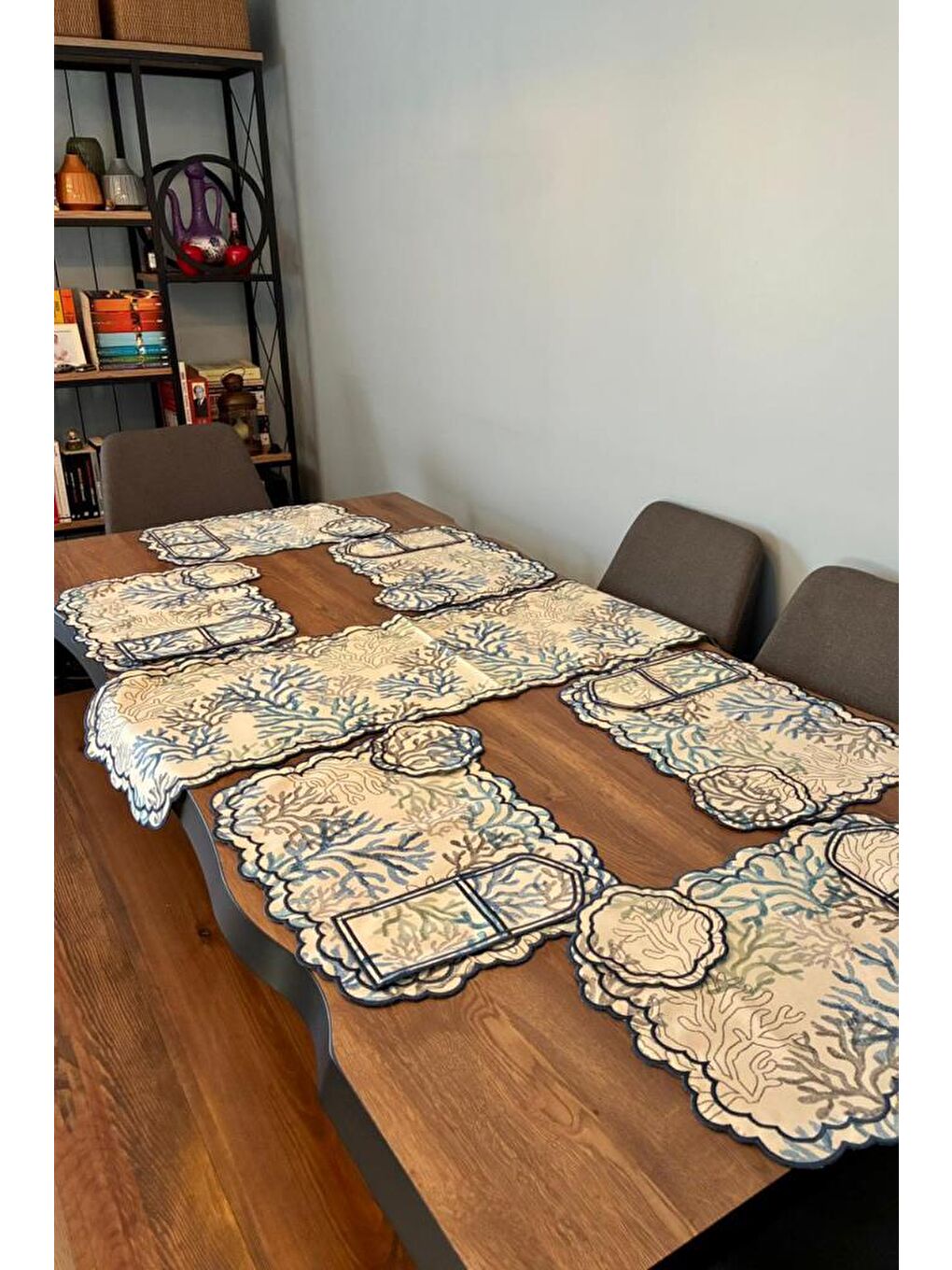 Dalım Keten Amerikan Servis Takımı 19 Parça Mavi-3