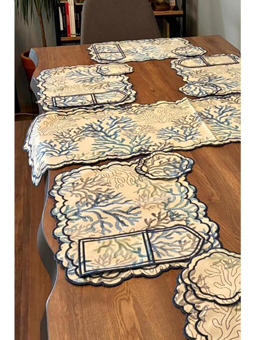 Dalım Keten Amerikan Servis Takımı 19 Parça Mavi-4