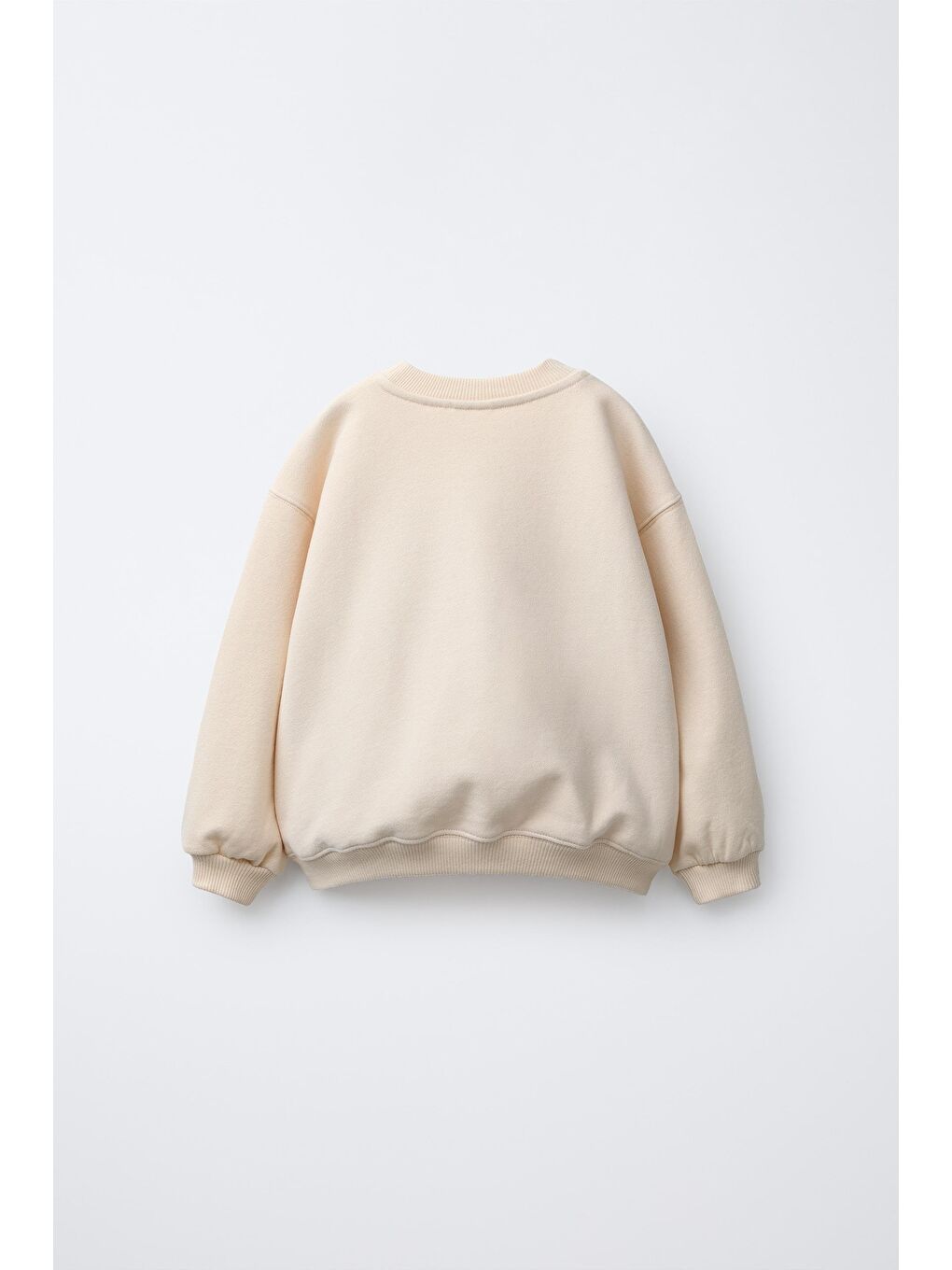 Bej Kız Çocuk Pamuklu Krem Kalp-Çiçek Desenli Sweatshirt & Tayt Takım-4