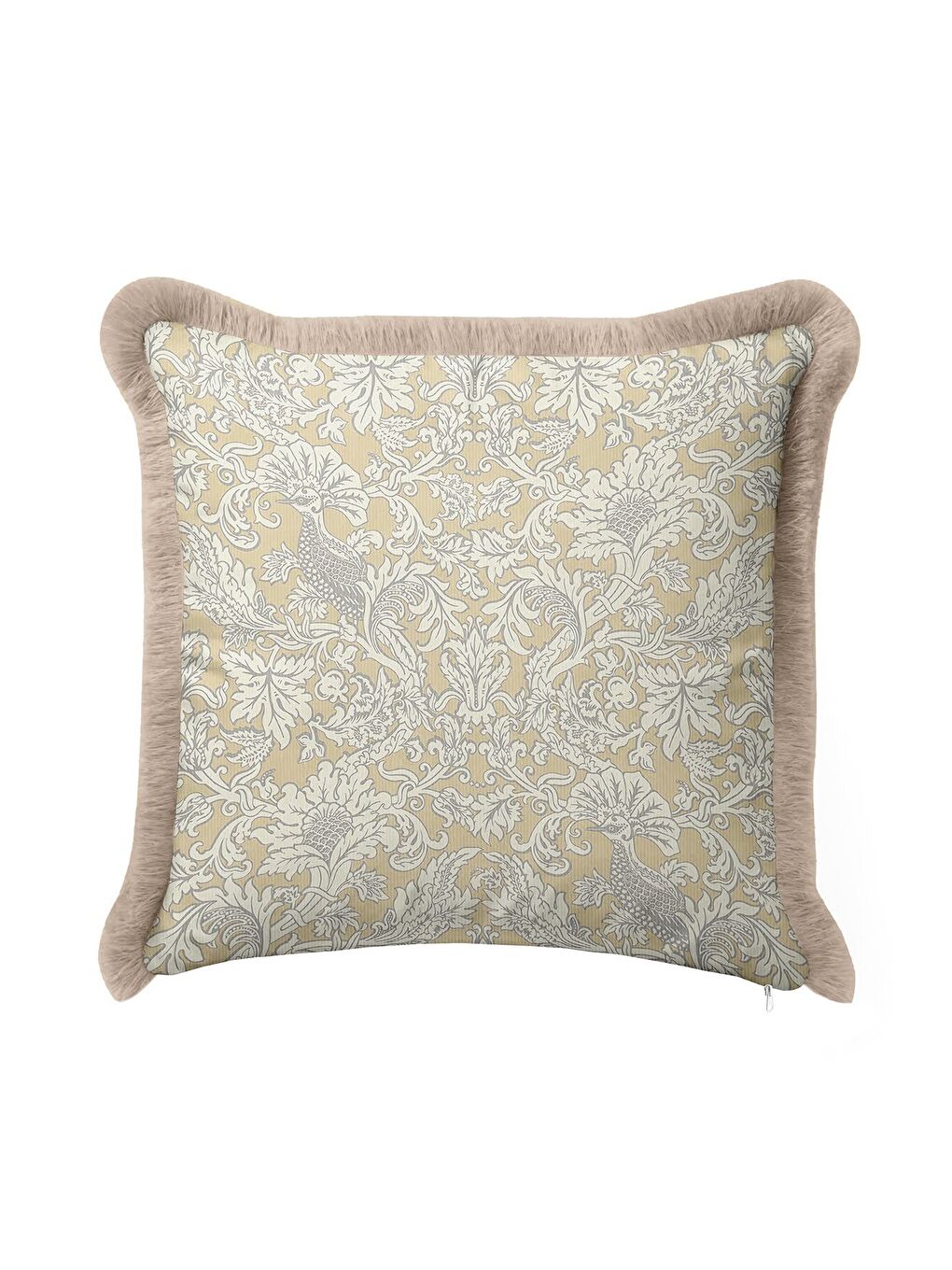 Karışık Barok Şıklık Saçaklı Yastık Kılıfı - Vintage Klasik Bohem Bej Altın Renkli Püsküllü Kırlent Kılıfı
