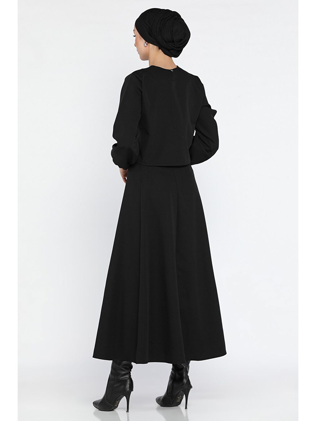 Siyah Fiyonklu Bluz Etek Tesettür İkili Takım-4