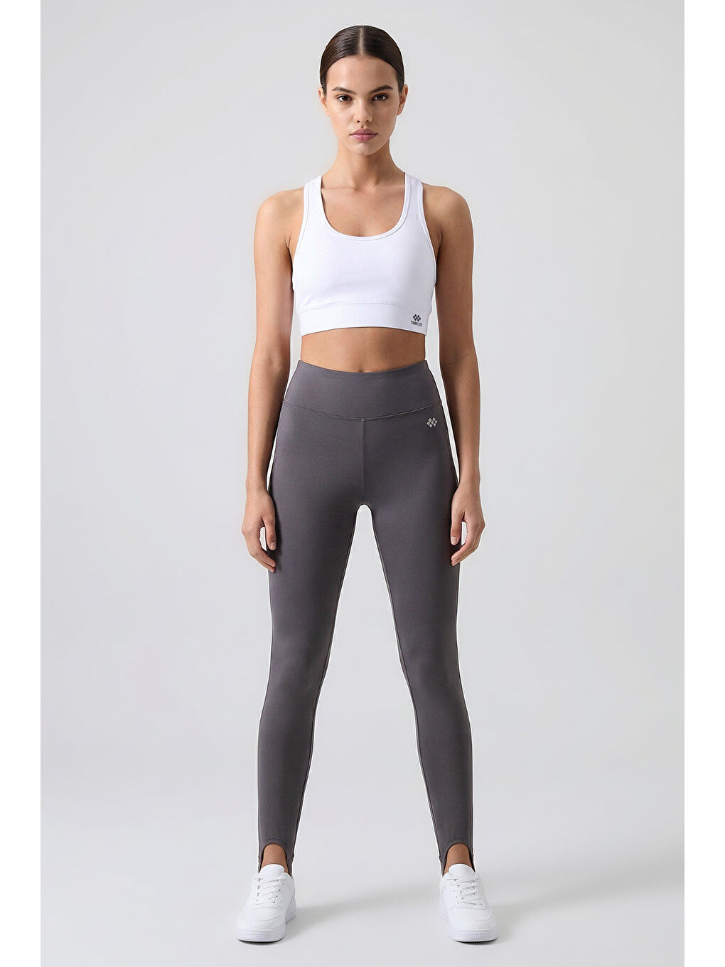 Koyu Gri Standart Fit Esnek Spor Performans Kadın Topuklu Tayt - 94685