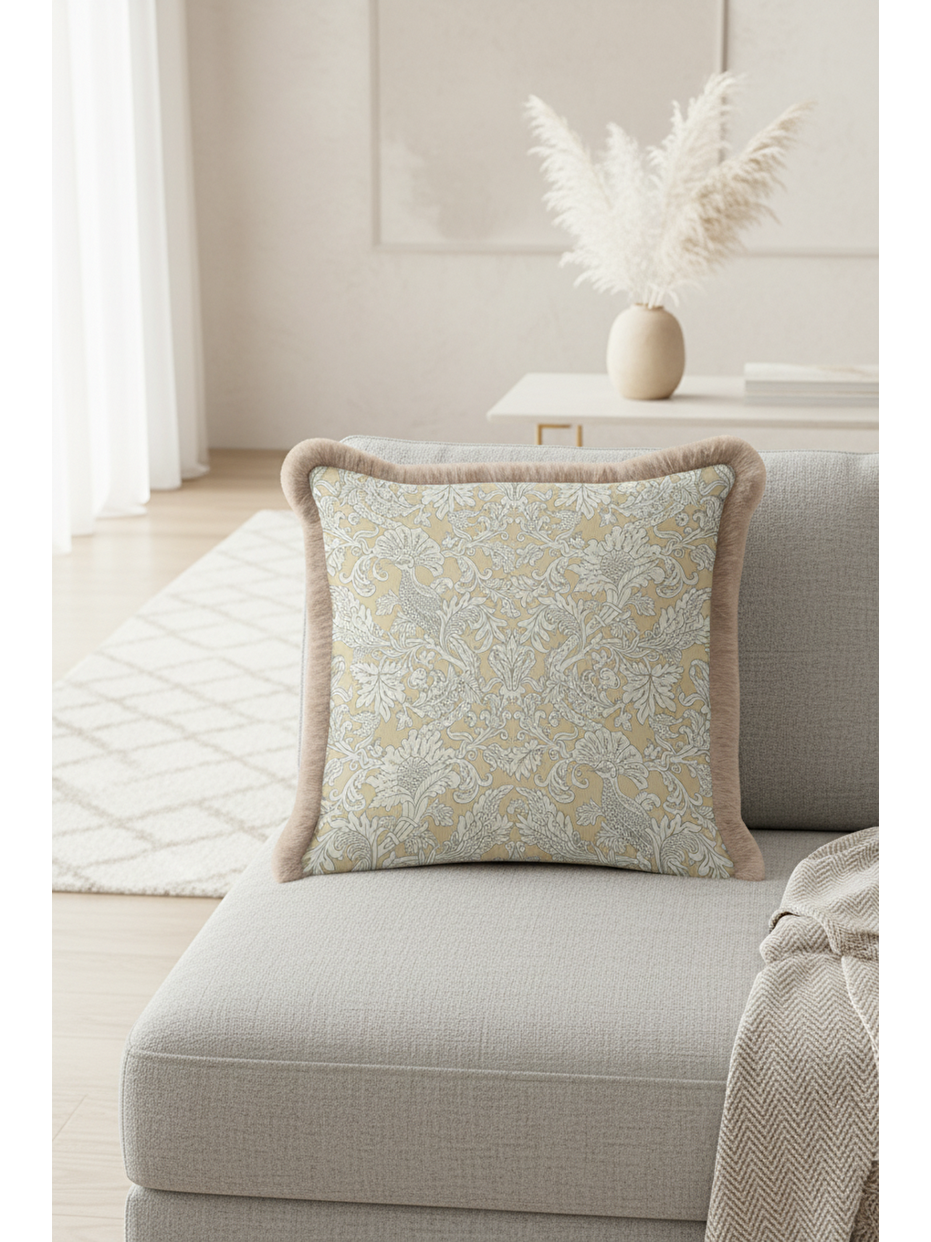 Karışık Barok Şıklık Saçaklı Yastık Kılıfı - Vintage Klasik Bohem Bej Altın Renkli Püsküllü Kırlent Kılıfı-2