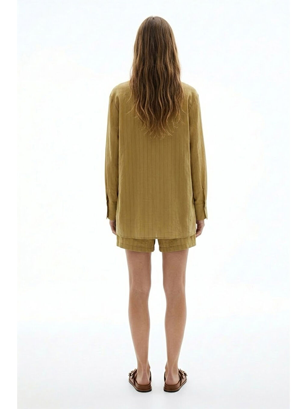 Transparan Dokulu Gömlek Ceket Bej-2