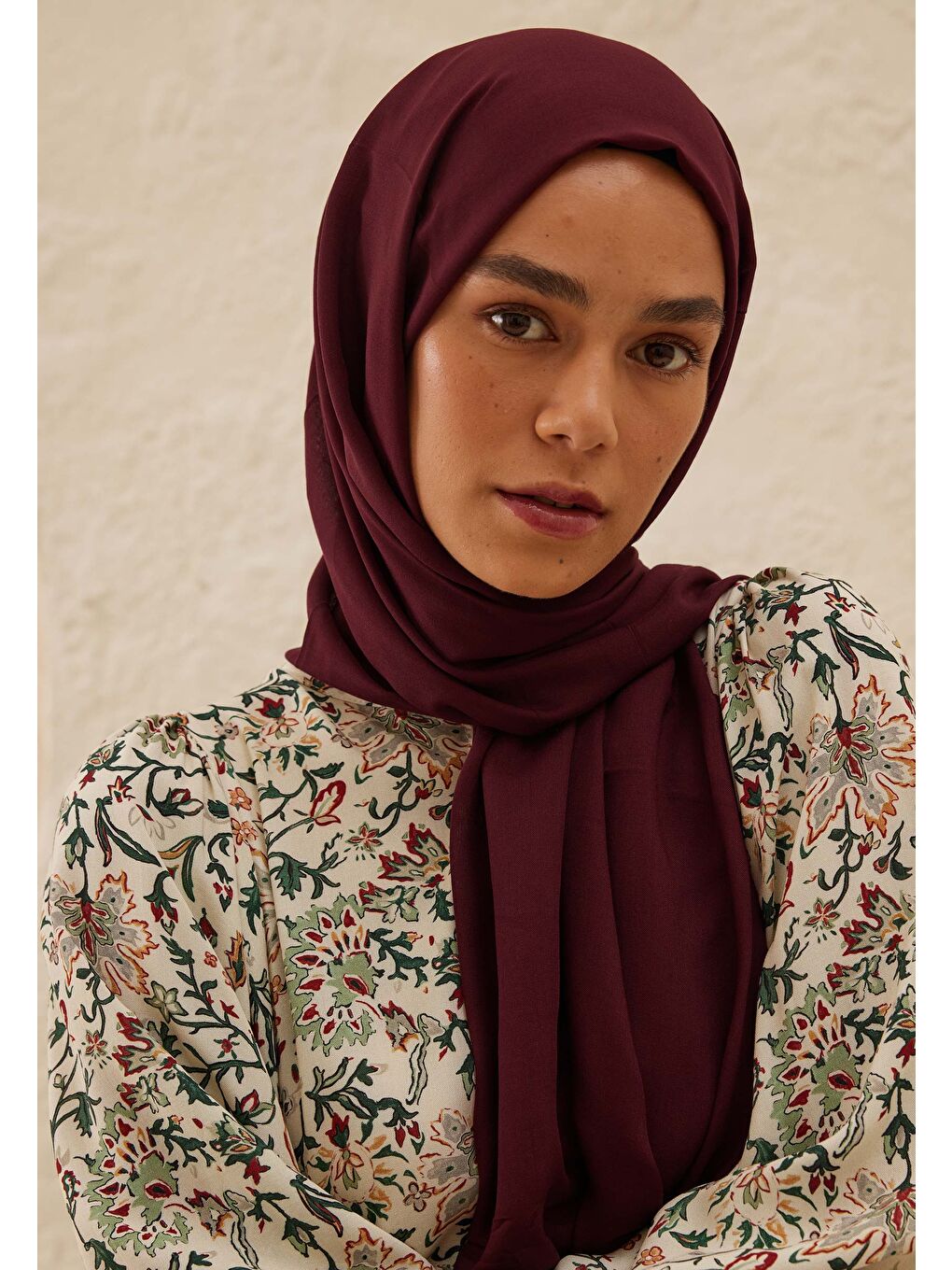 Rami Viskon Şal Koyu Bordo-1