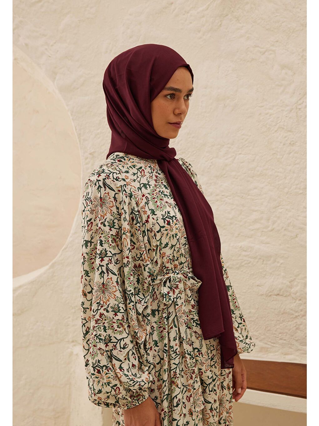 Rami Viskon Şal Koyu Bordo-2