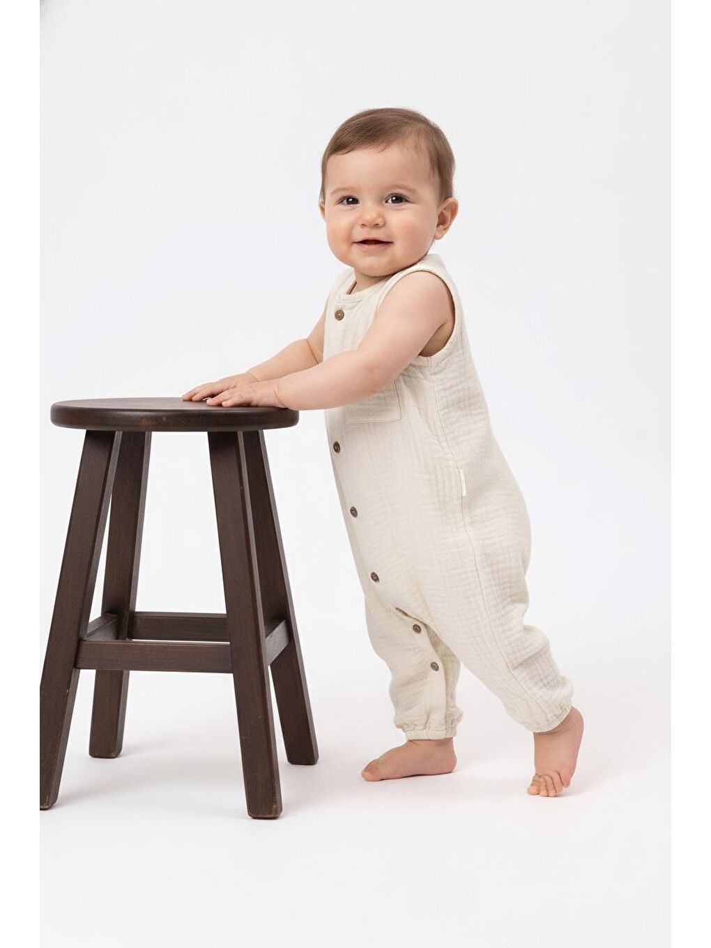 Ekru Müslin Uzun Atlet Tulum