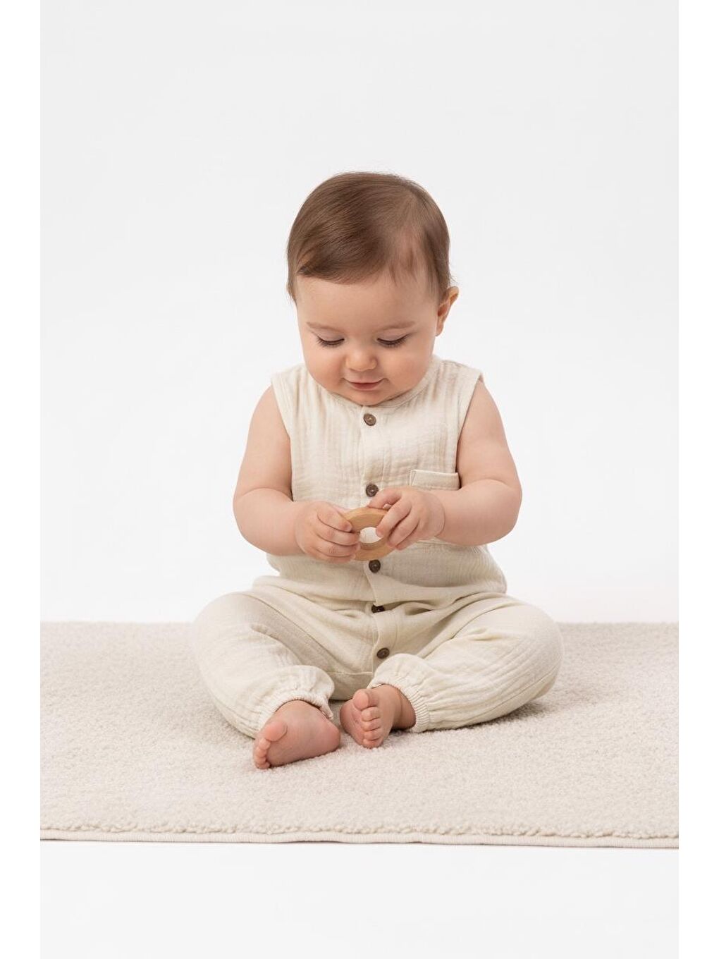 Ekru Müslin Uzun Atlet Tulum-2