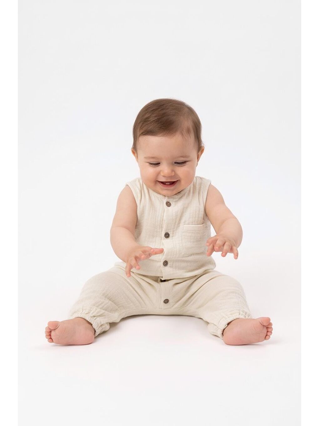 Ekru Müslin Uzun Atlet Tulum-3