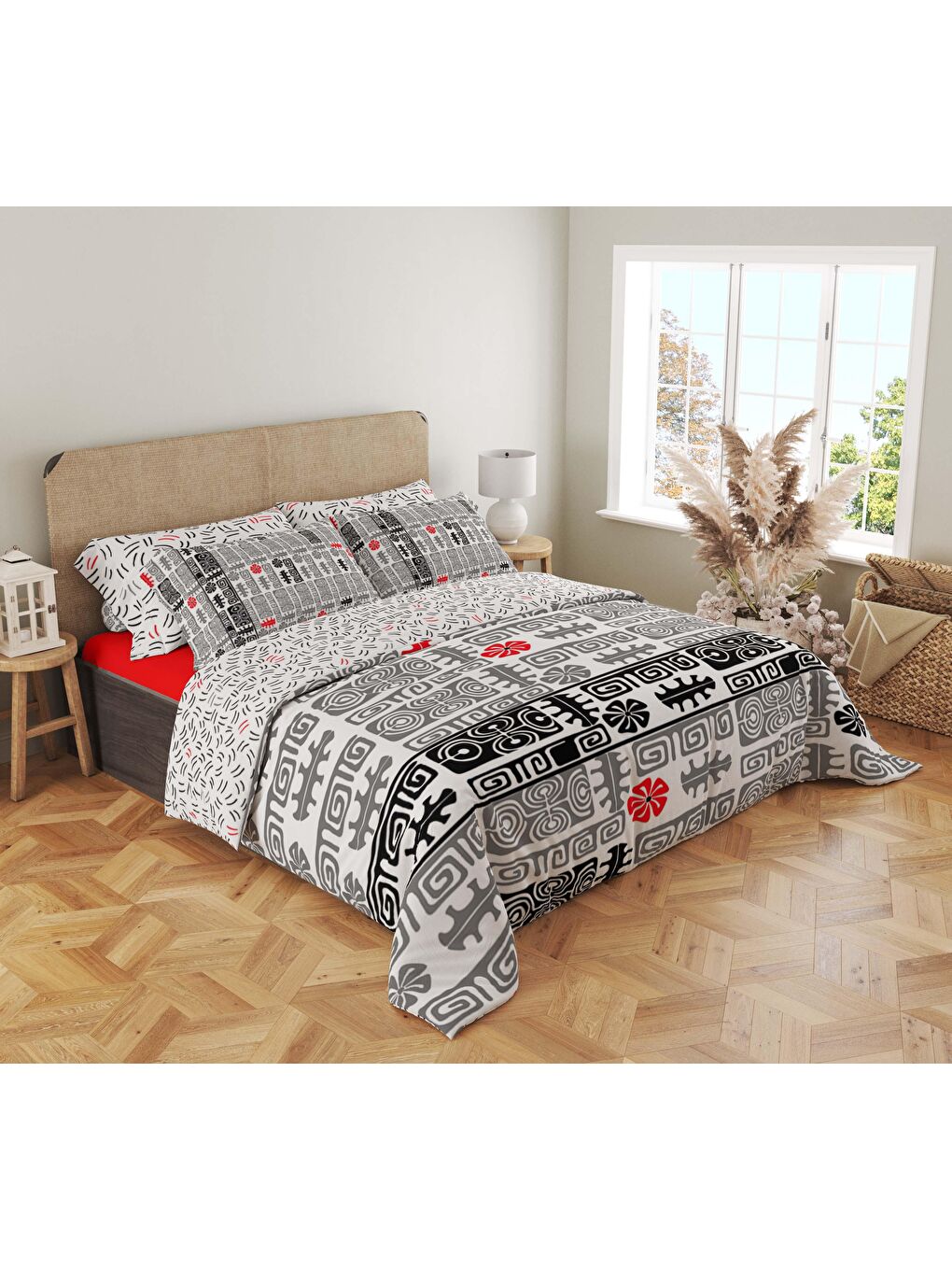 Karışık Baskılı,Desenli Çift Kişilik Nevresim Takımı (ÇARŞAFSIZ) 200x220 cm-1