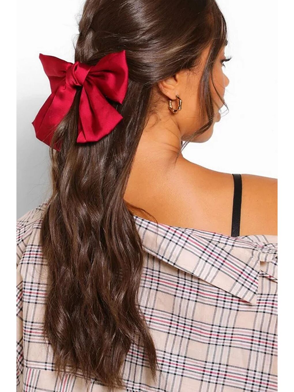 Bordo Diana İpek Saten Fiyonk Toka