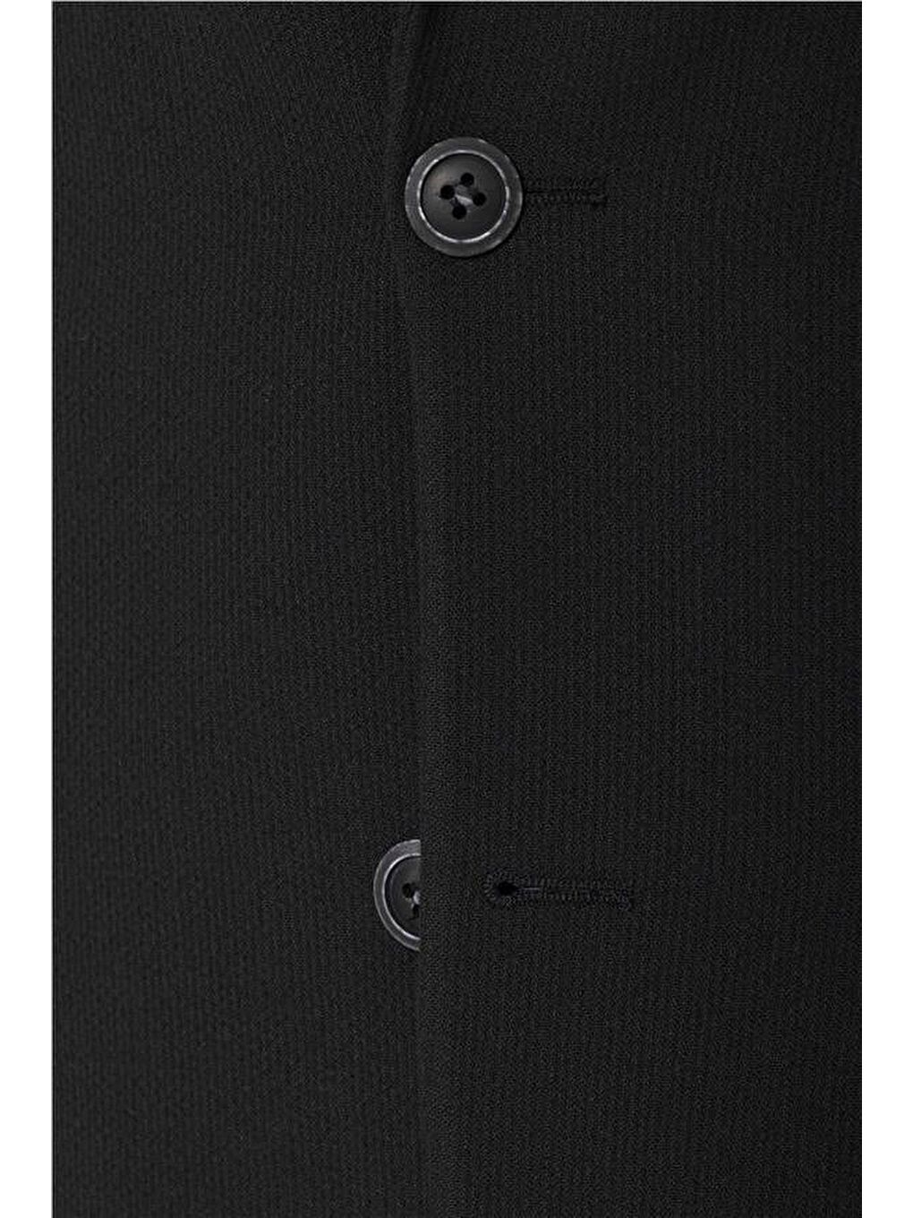 Siyah Slim Sivri Yaka 6 Drop Ceket-1