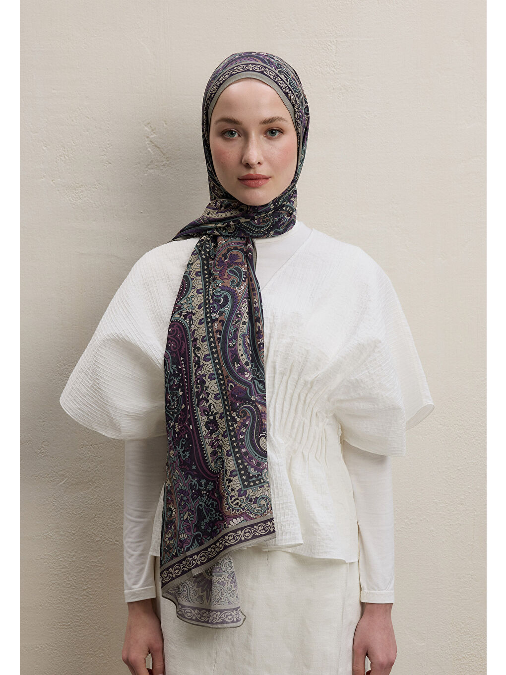 Lila Zaıra Desen Şal Lavanta-1