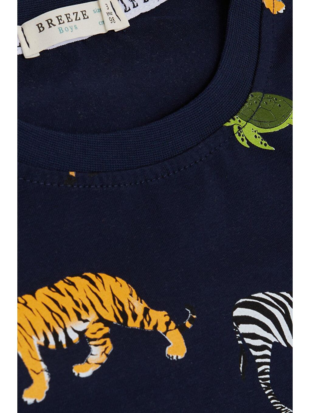 Erkek Çocuk Takım Şortlu Güçlü Hayvanlar Desenli Lacivert (1.5-4 Yaş)-4