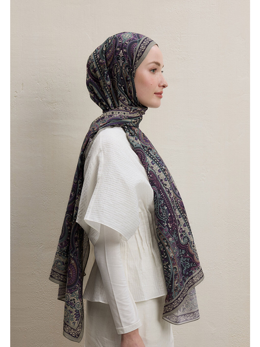 Lila Zaıra Desen Şal Lavanta-2