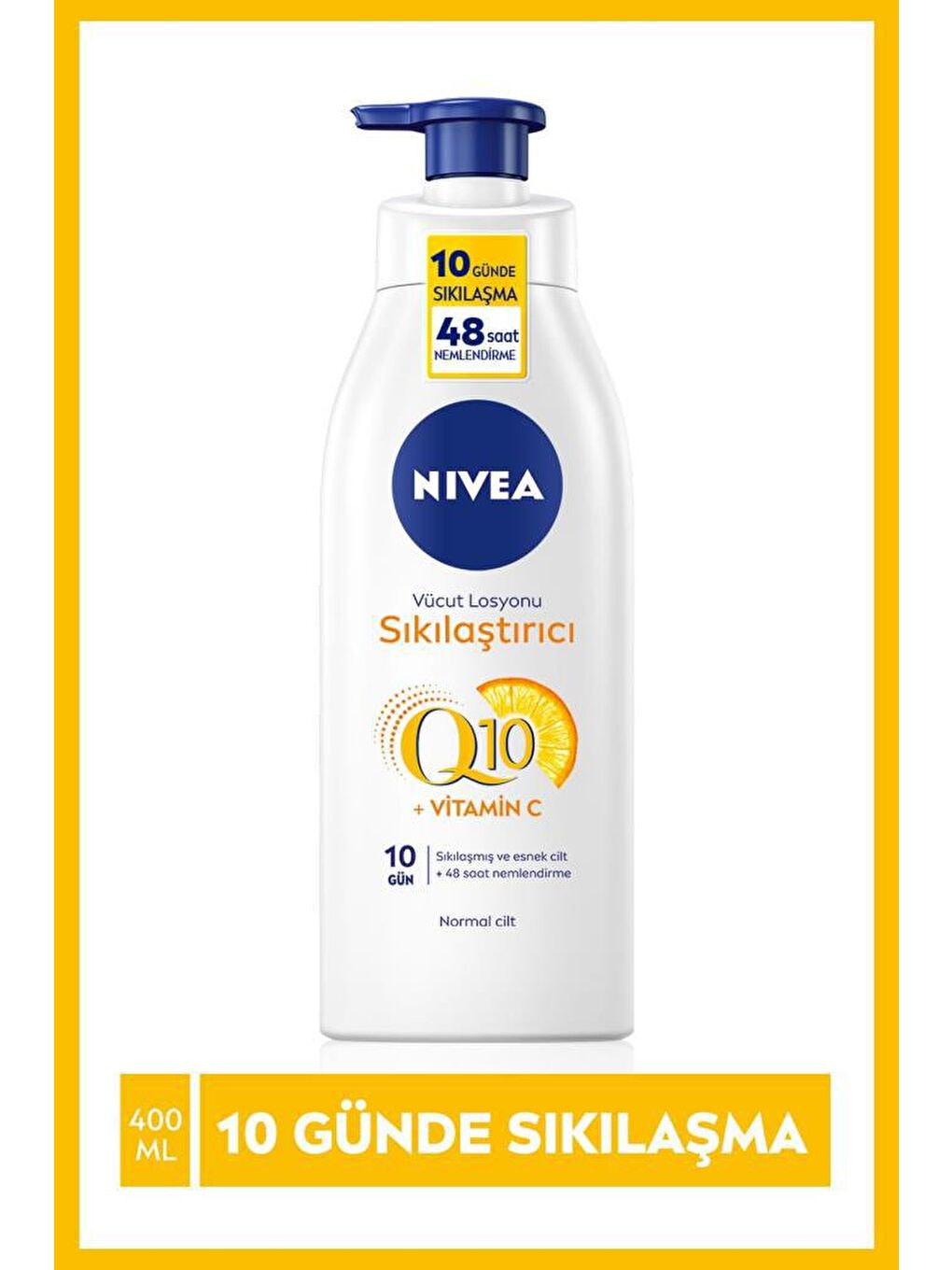 NIVEA Şeffaf Q10 Sıkılaştırıcı Vücut Losyonu 400 ml, Vitamin C, 48 Saat Ne mlendirme, 10 Günde Sıkılaş