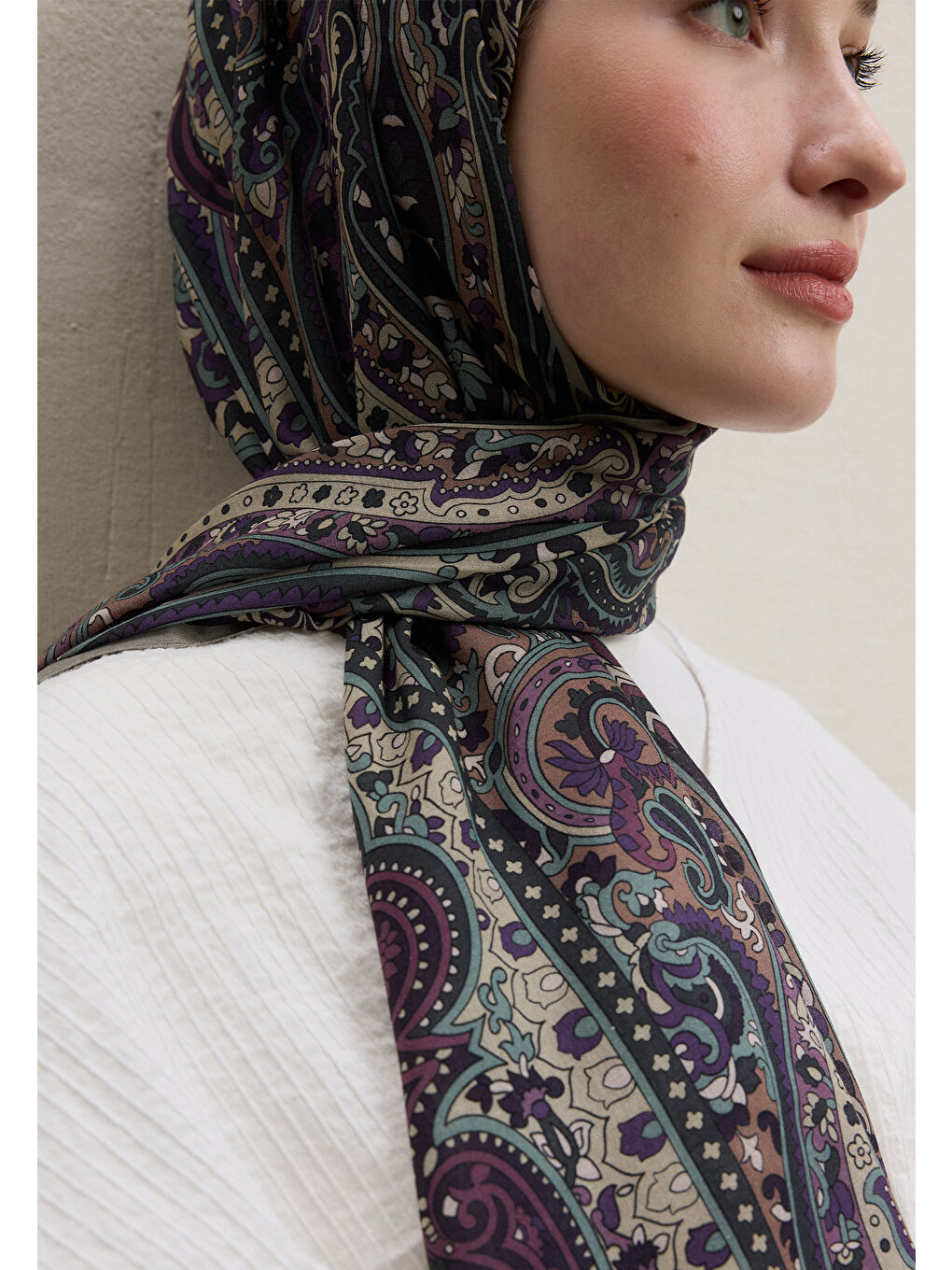 Lila Zaıra Desen Şal Lavanta-3