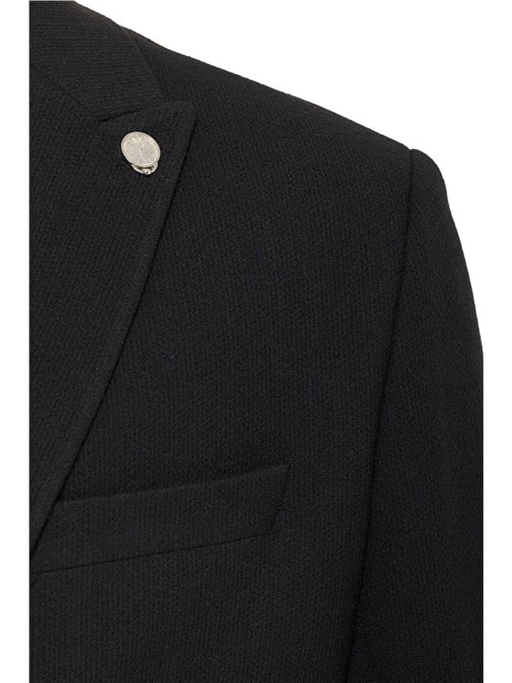 Siyah Slim Sivri Yaka 6 Drop Ceket-3