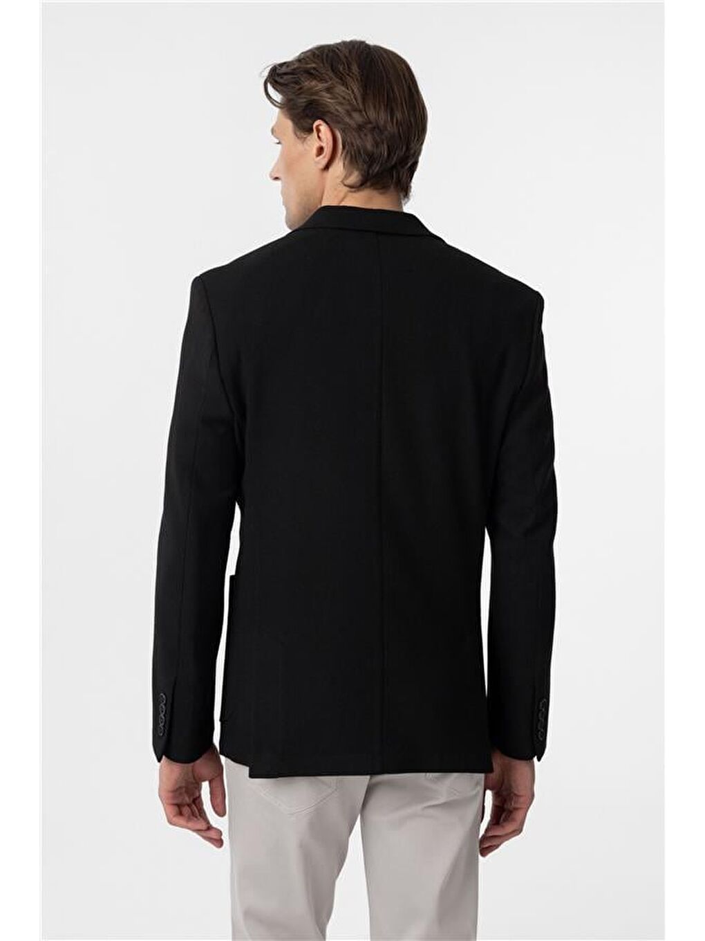 Siyah Slim Sivri Yaka 6 Drop Ceket-6