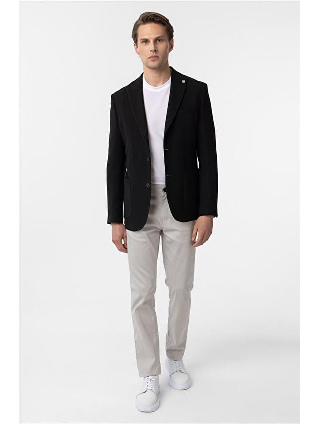 Siyah Slim Sivri Yaka 6 Drop Ceket-7