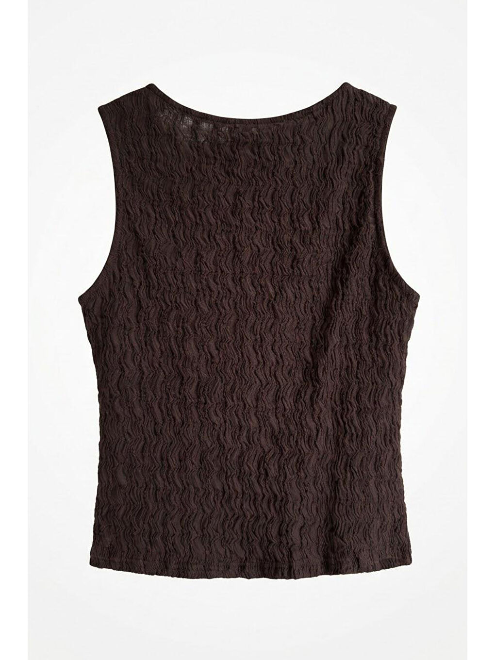 Önü Bağlamalı V Yaka Dokulu Bluz Kahverengi-3