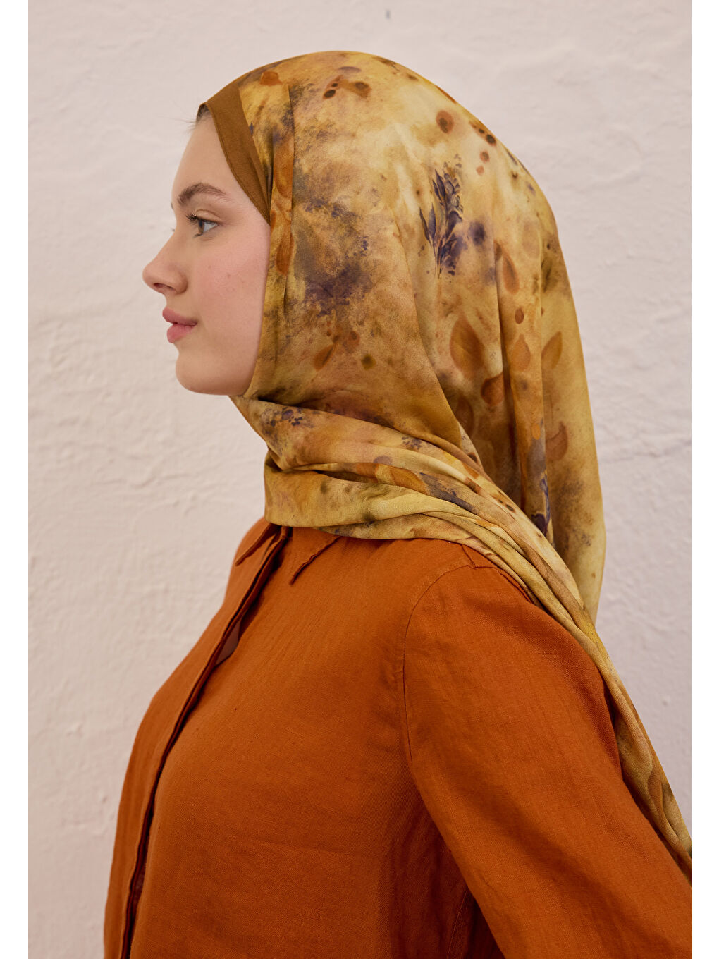 Kahverengi Naomı Desen Rami Şal Toprak-2