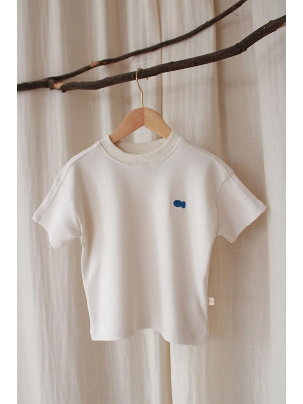 Ekru Balık Nakışlı Oversize T-Shirt-3