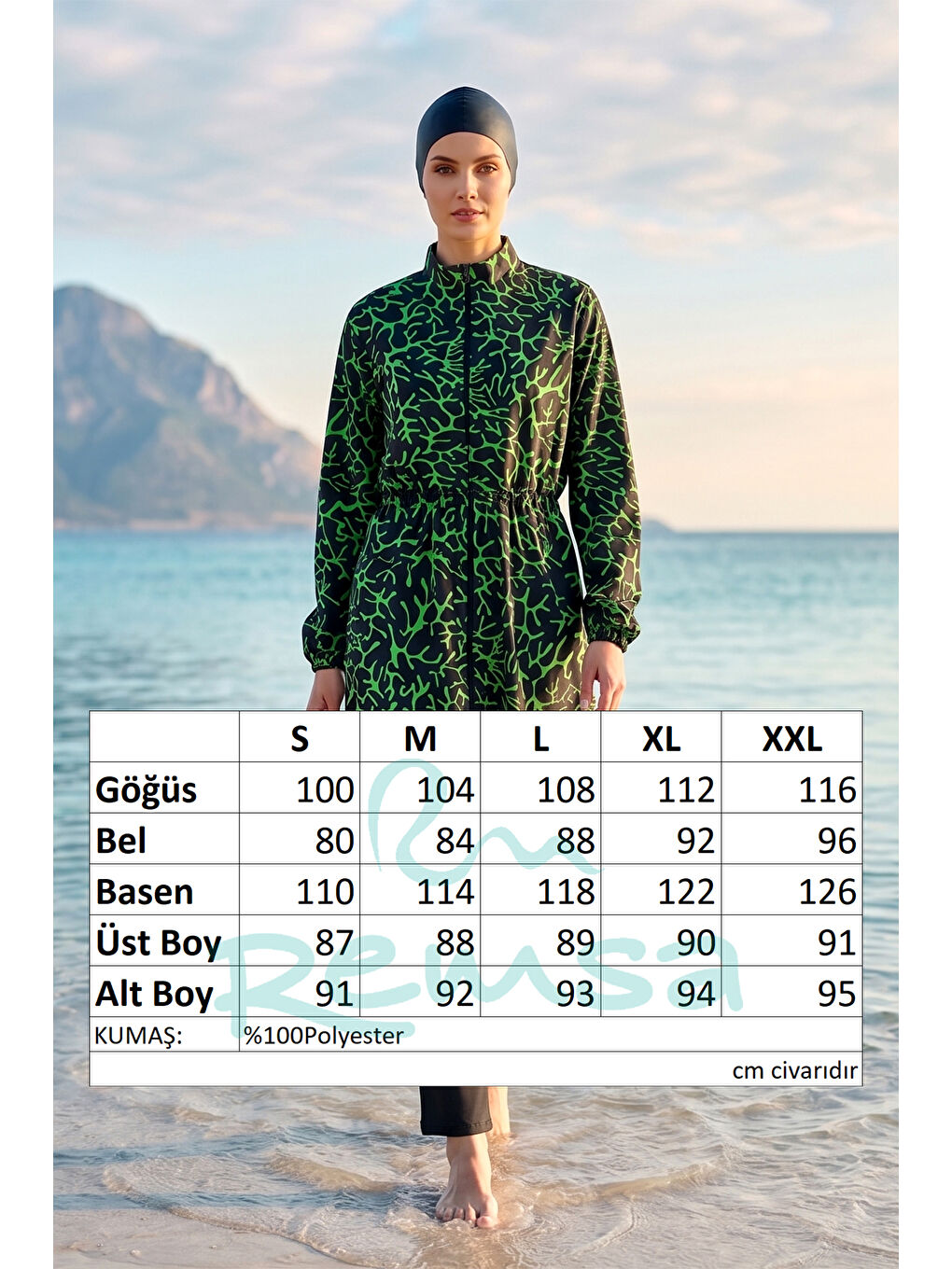 Desenli Tam Kapalı Tesettür Mayo 03 Siyah13-2