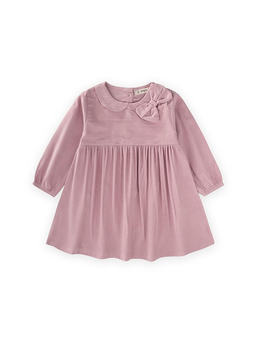 Kadife Elbise 1-8 Yaş Pudra Pembe
