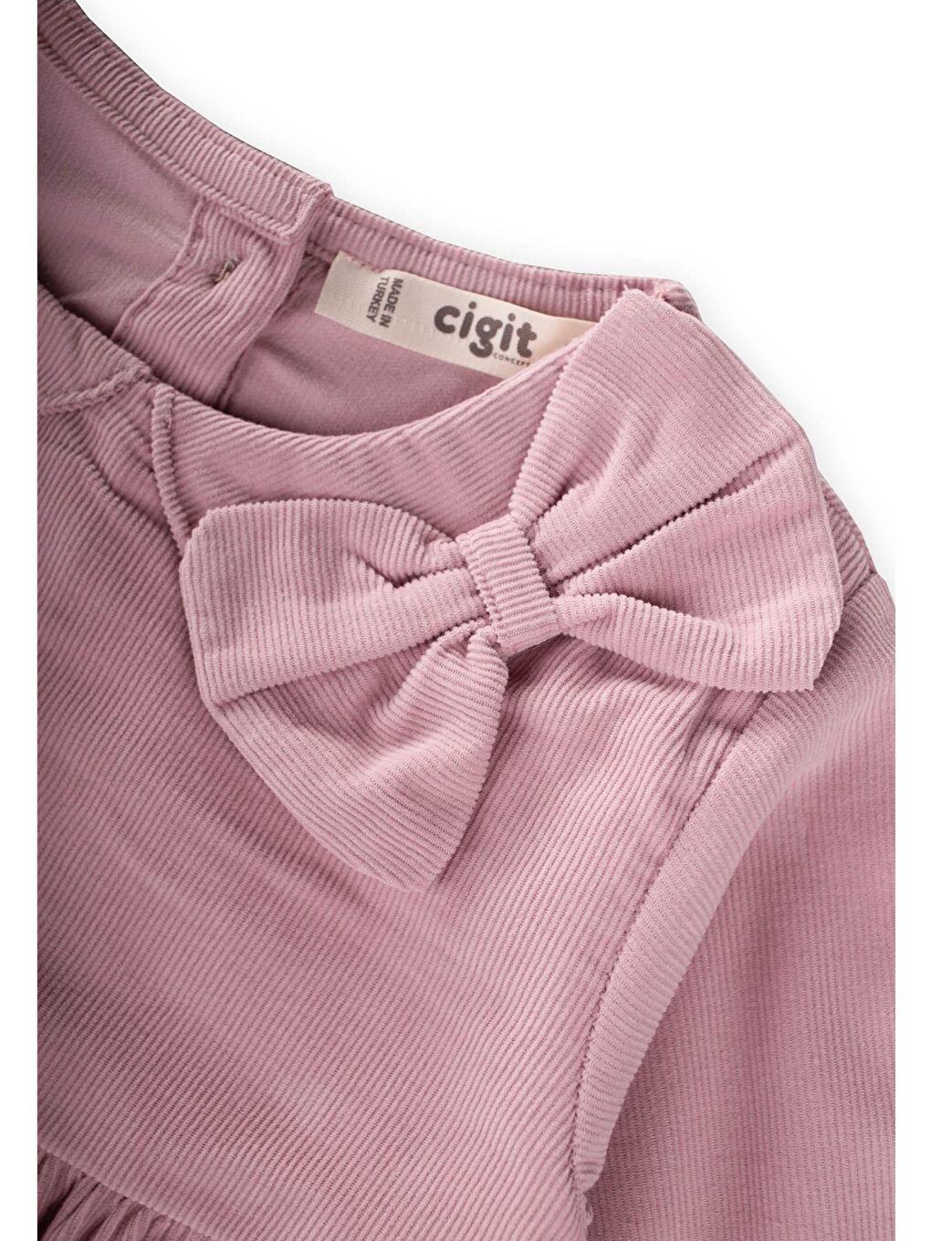 Kadife Elbise 1-8 Yaş Pudra Pembe-2