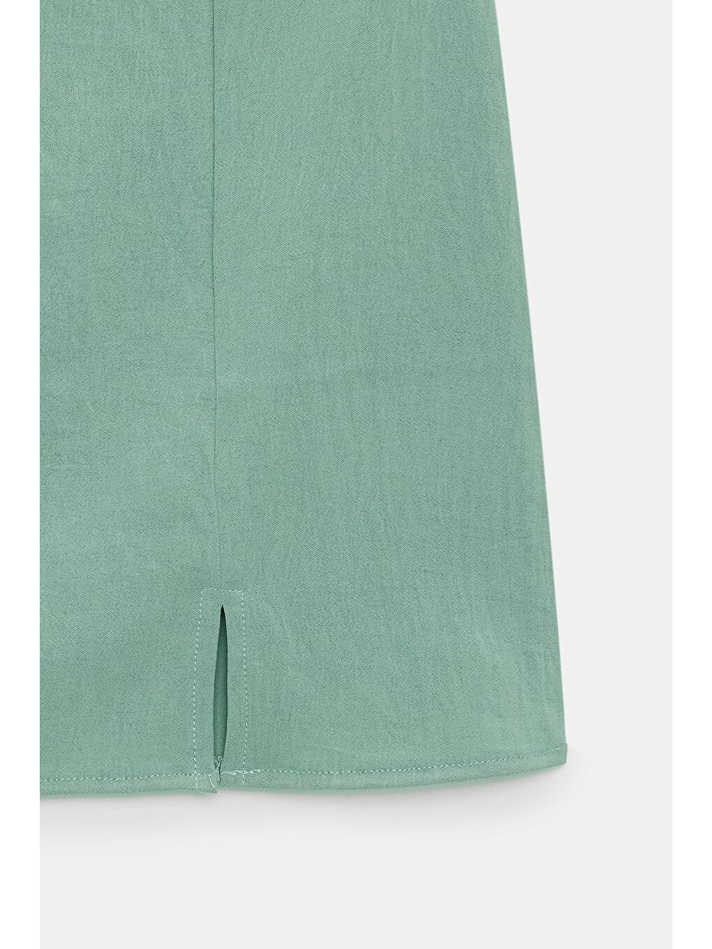 Yeşil Mint Kadın Regular Fit Yırtmaçlı Mini Etek - Aerobin Kumaş-2