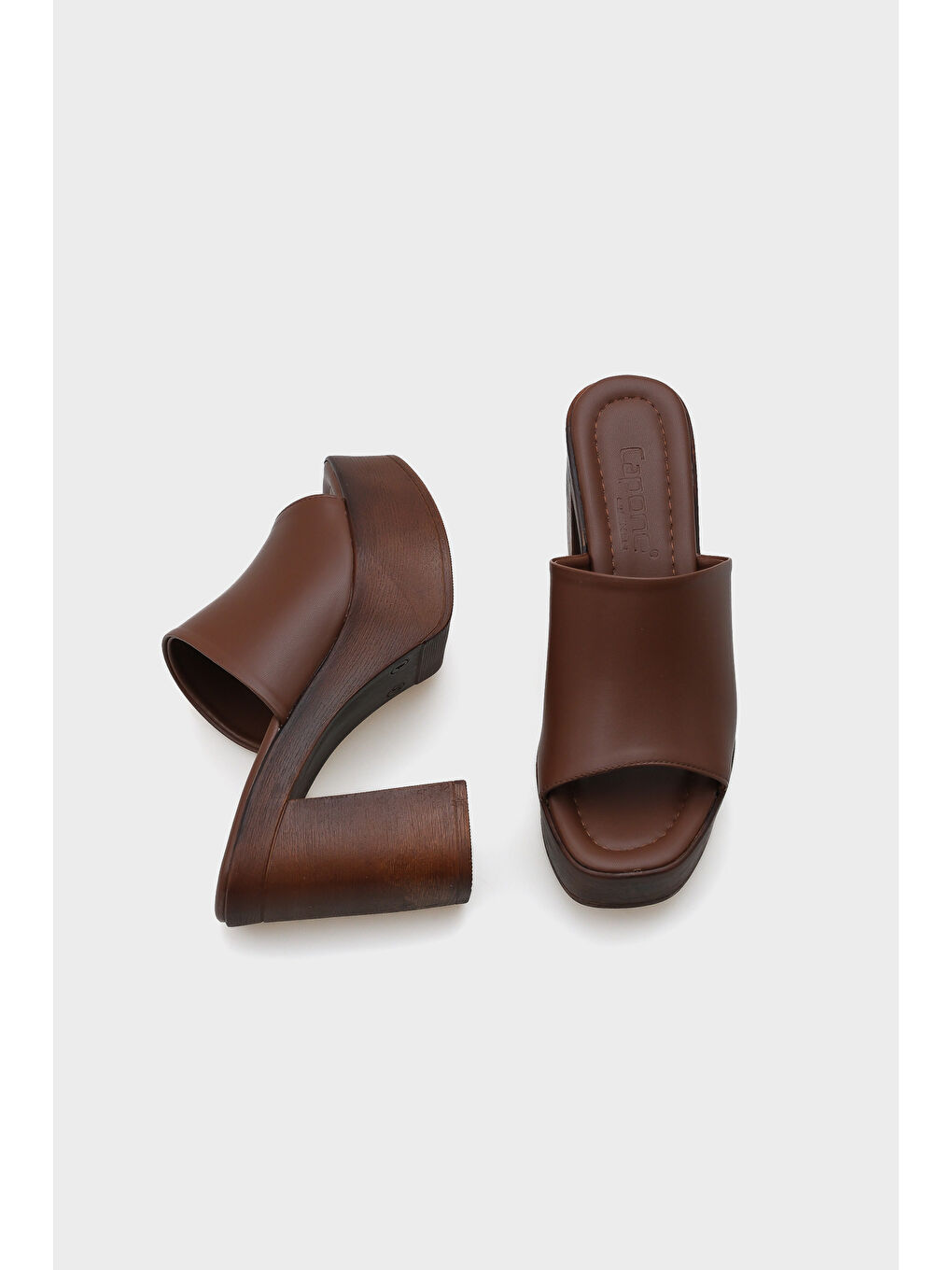 Kahverengi Maris Platform Tek Bantlı Kadın Terlik-3