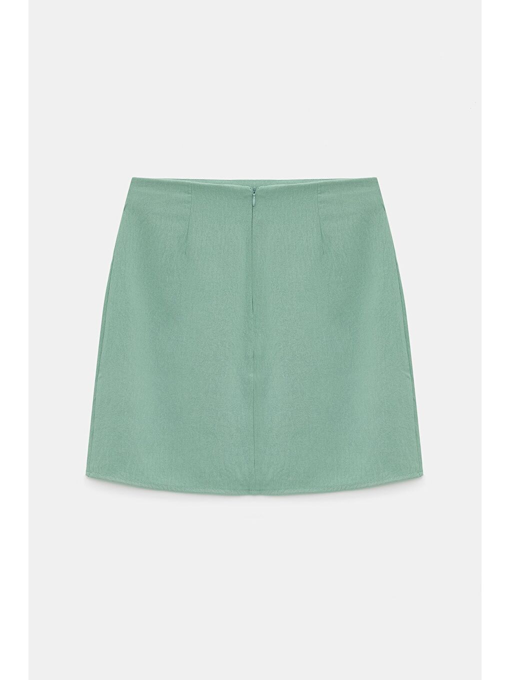Yeşil Mint Kadın Regular Fit Yırtmaçlı Mini Etek - Aerobin Kumaş-4