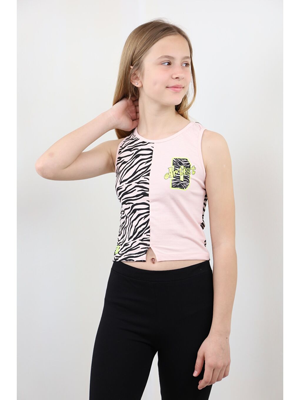 Pembe Kız Çocuk Baskılı Atlet