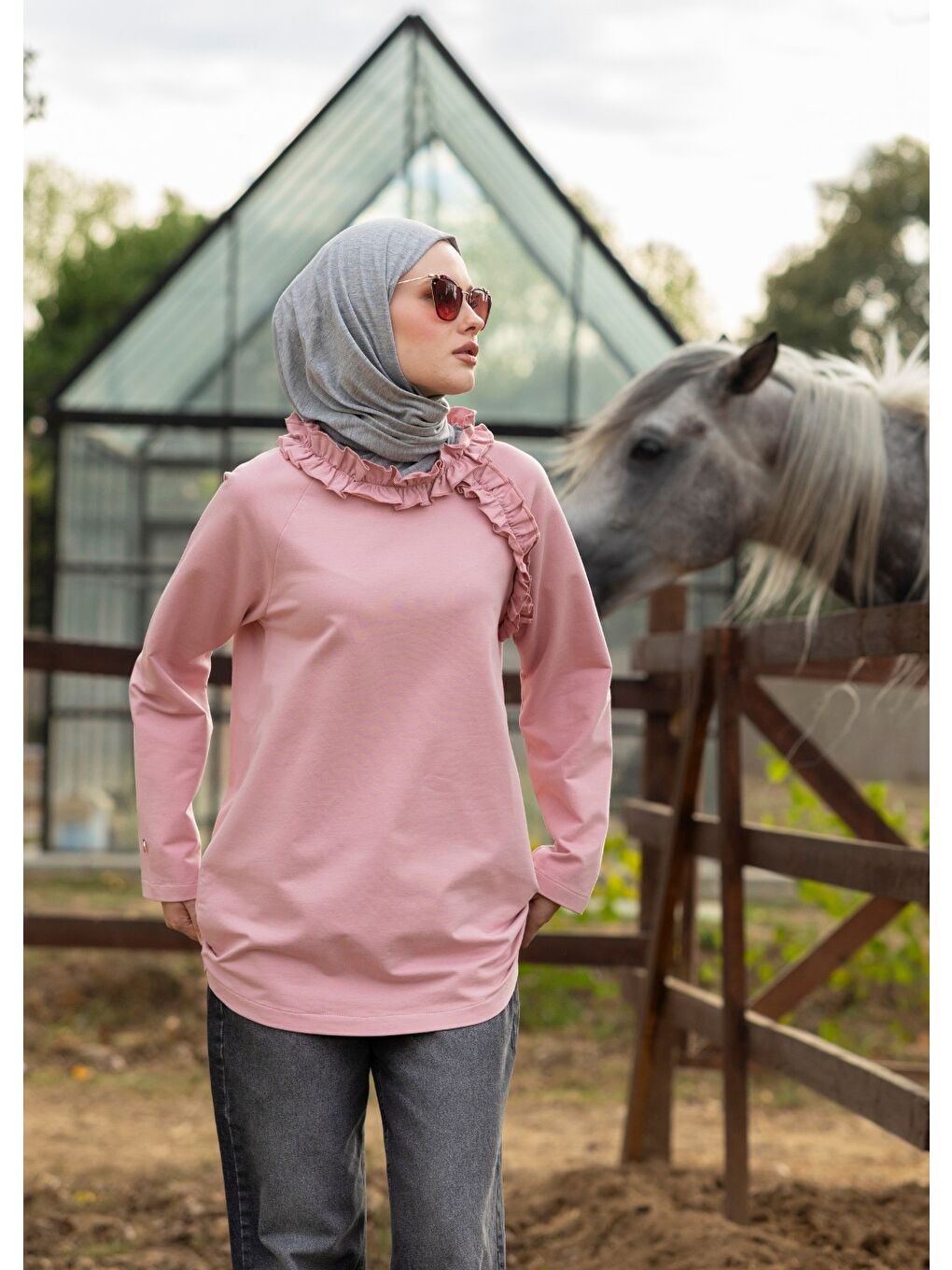 Tesettür Eşofman Üstü -Pembe-2