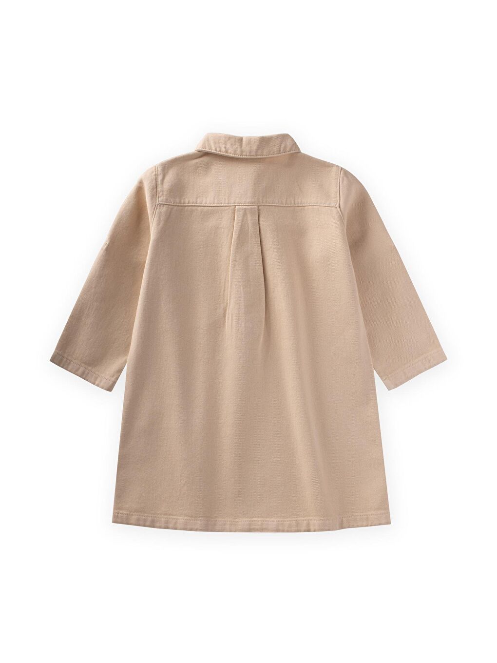 Boyalı Gabardin Elbise 2-7 Yaş Bej-1