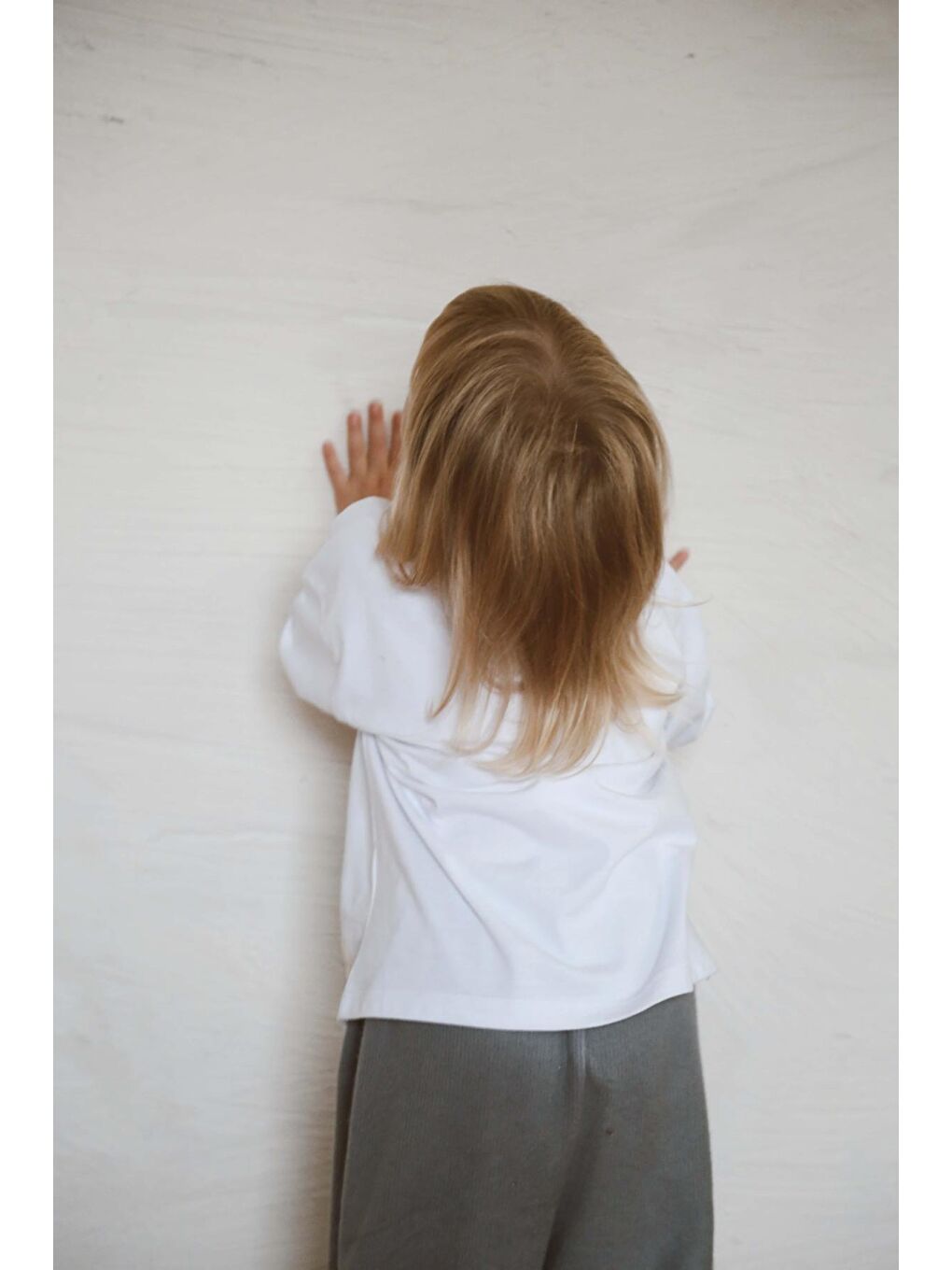 Beyaz Basic Uzun Kollu T-Shirt-4