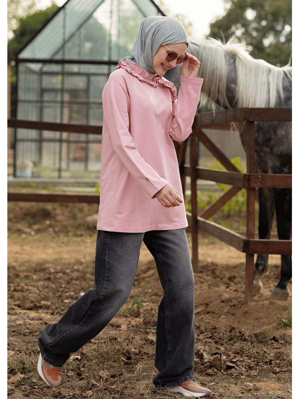 Tesettür Eşofman Üstü -Pembe-4