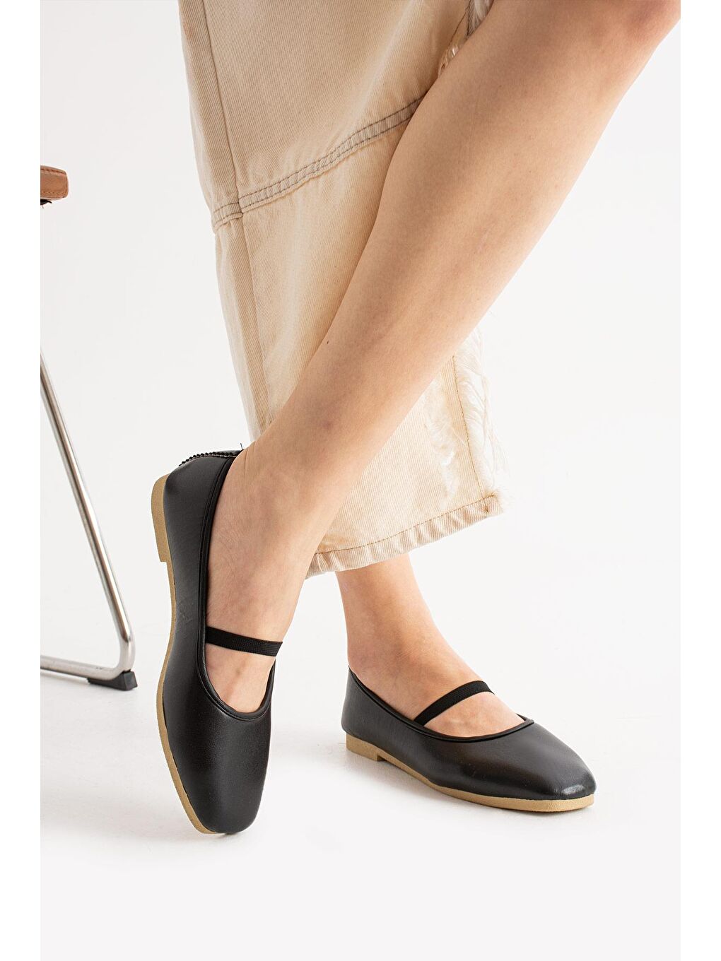 Siyah AL-113 Lastikli Babet Günlük Kadın Ayakkabı Ev Babeti-1