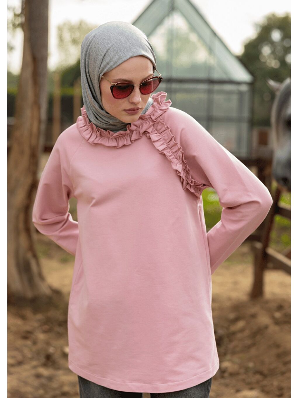 Tesettür Eşofman Üstü -Pembe-5