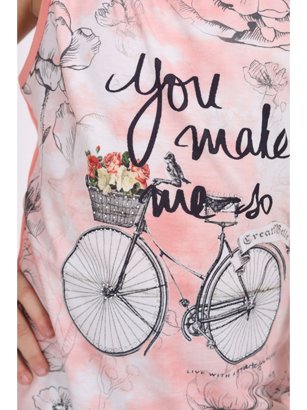 Pembe Kız Çocuk Bisiklet Baskılı Atlet-5